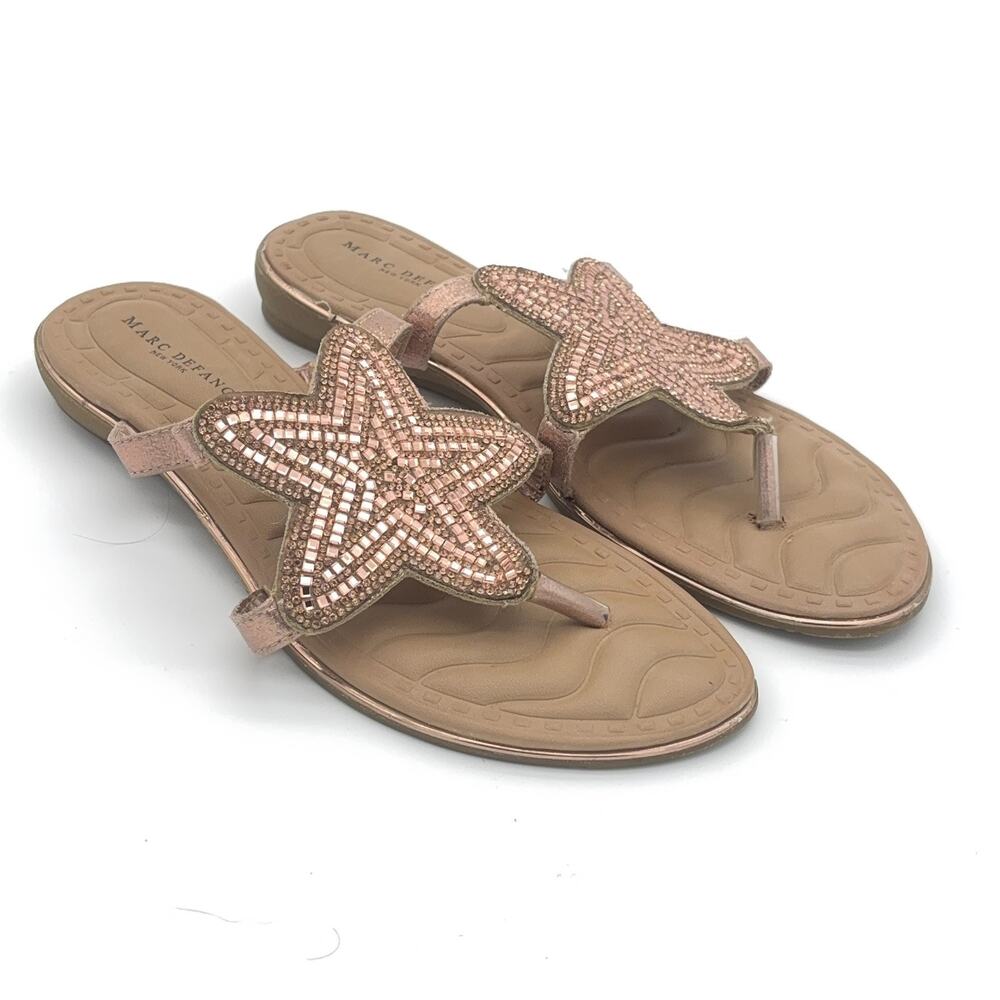 Marc Defang New York Starfish Beaded Thong Sandal Rose Gold Womens Size 8